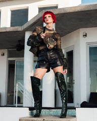 EXTERIOR GOLD ZIP POCKET SHARKS IN PARIS BACKPACK SLING