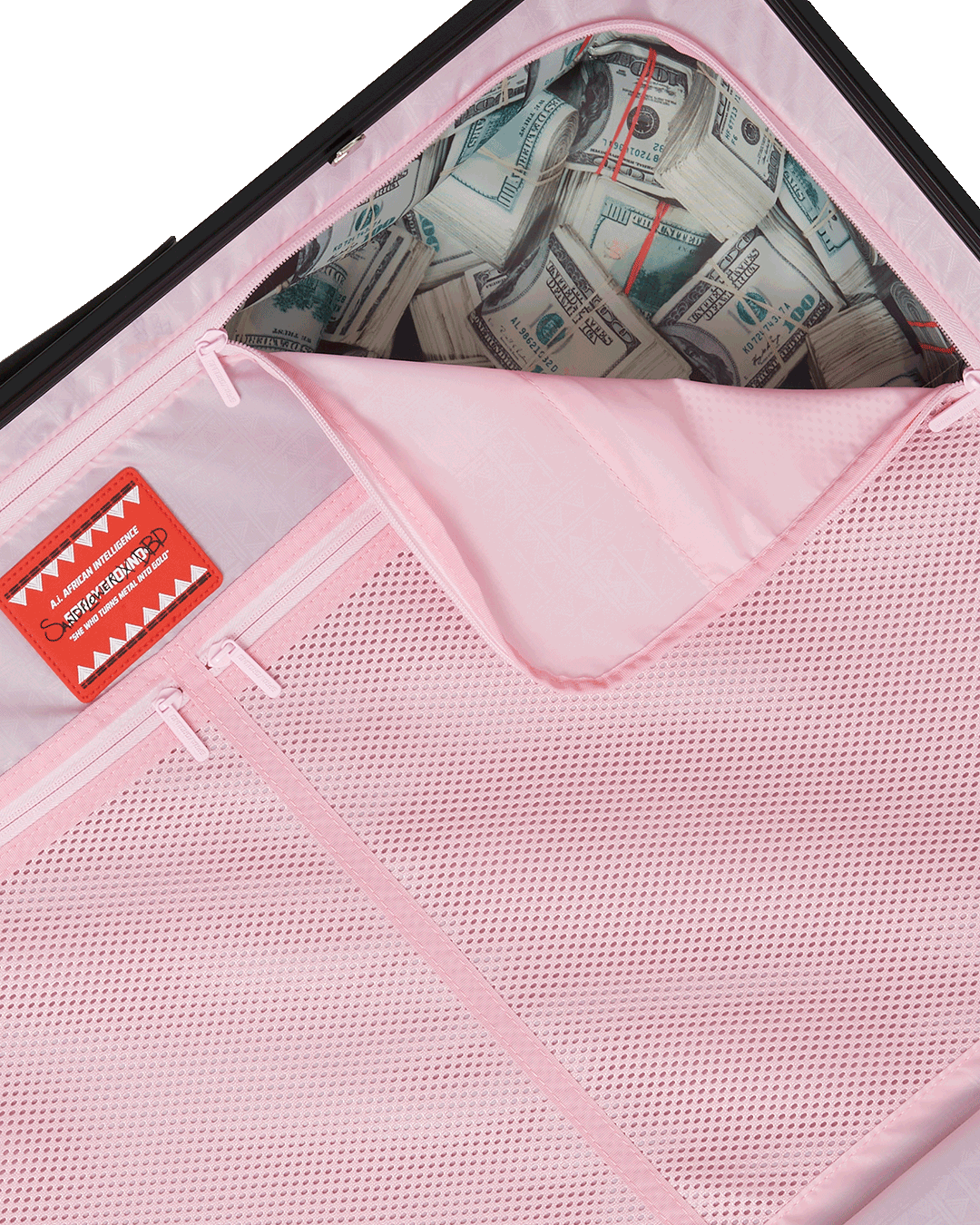 A.I. AFRICAN INTELLIGENCE ELEGANT ENERGY SHARKITECTURE FULL SIZE LUGGAGE - SANDFLOWER COLLAB